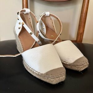 Anthropologie Maypol Studded Leather Wedge Espadrilles Womens Size 8